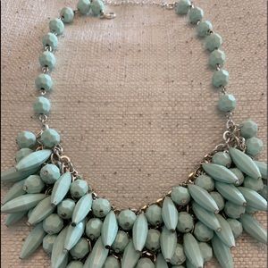 Turquoise blue and silver statement necklace